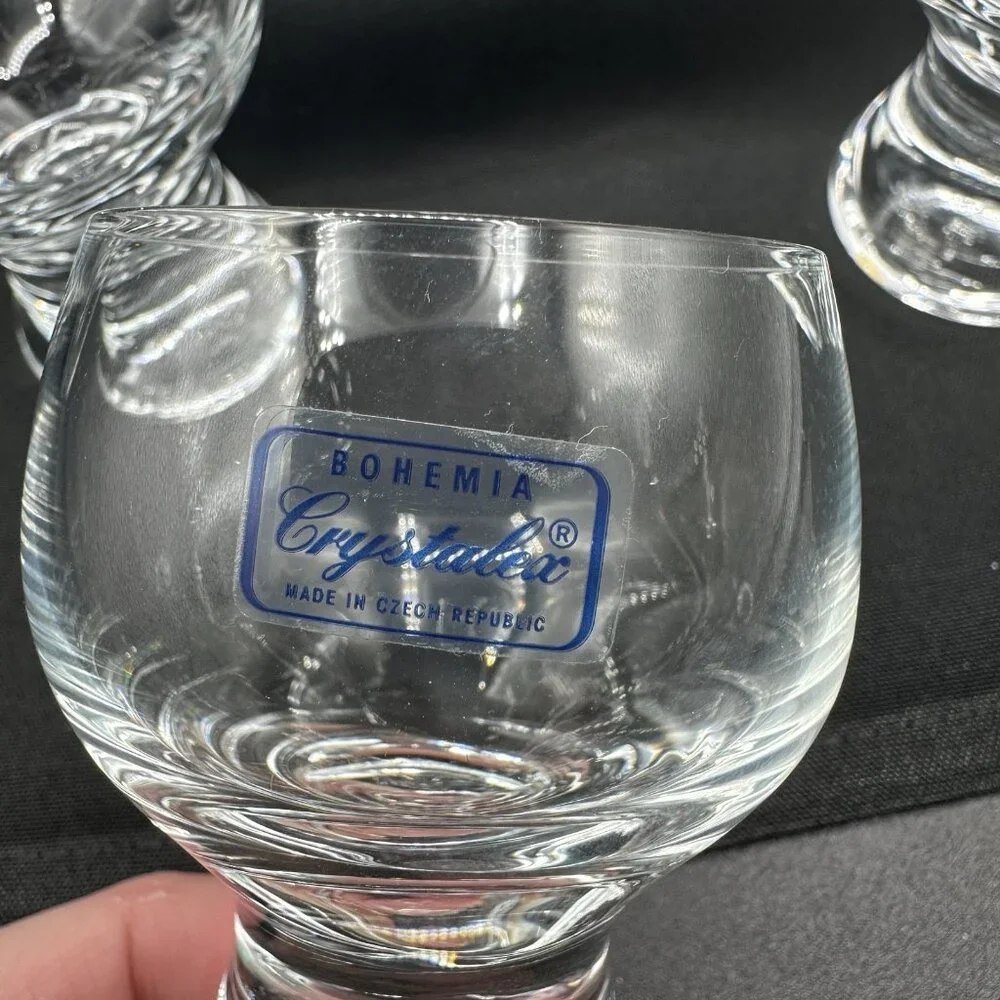 Bohemian Czech Crystal Shot Glasses 3oz Weighted Base Set of 6 Vintage 1990s